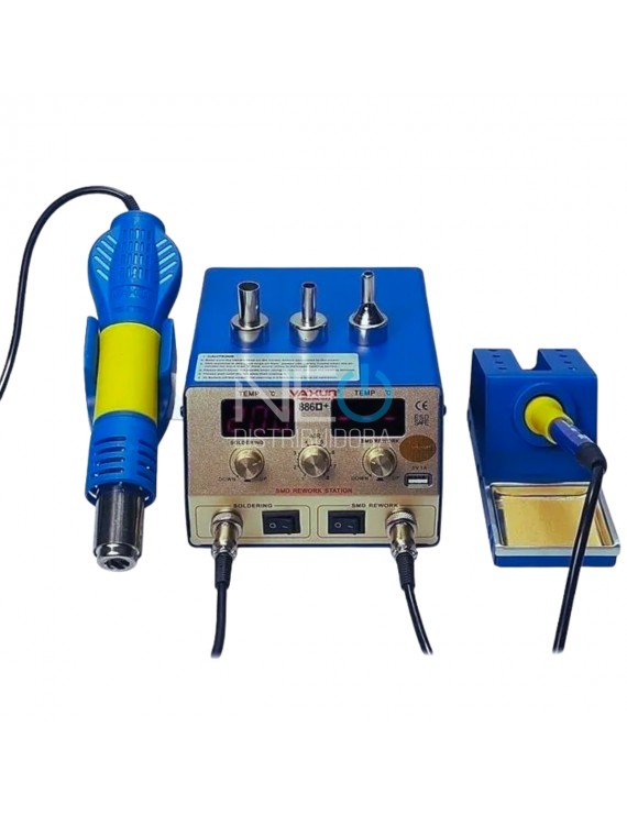 ESTAÇÃO DE RETRABALHO SOLDA E AR QUENTE COM SOPRADOR - YAXUN 886D+ 110V