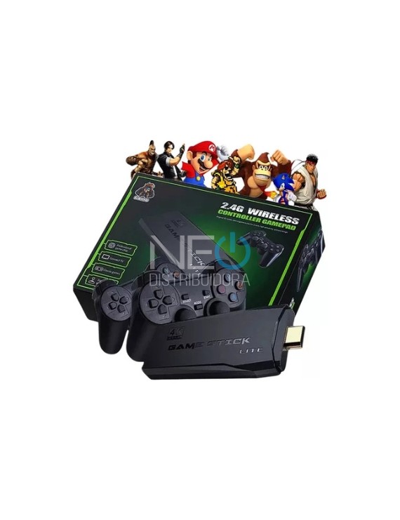VIDEO GAME STICK LITE RETRO 64GB COM JOGO SUPER MARIO